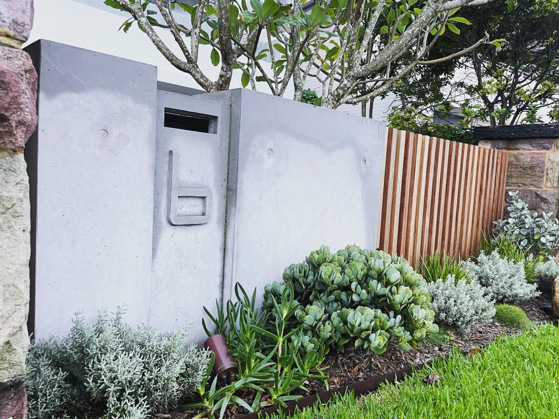 Completed bespoke concrete work integrated with architecture and landscape