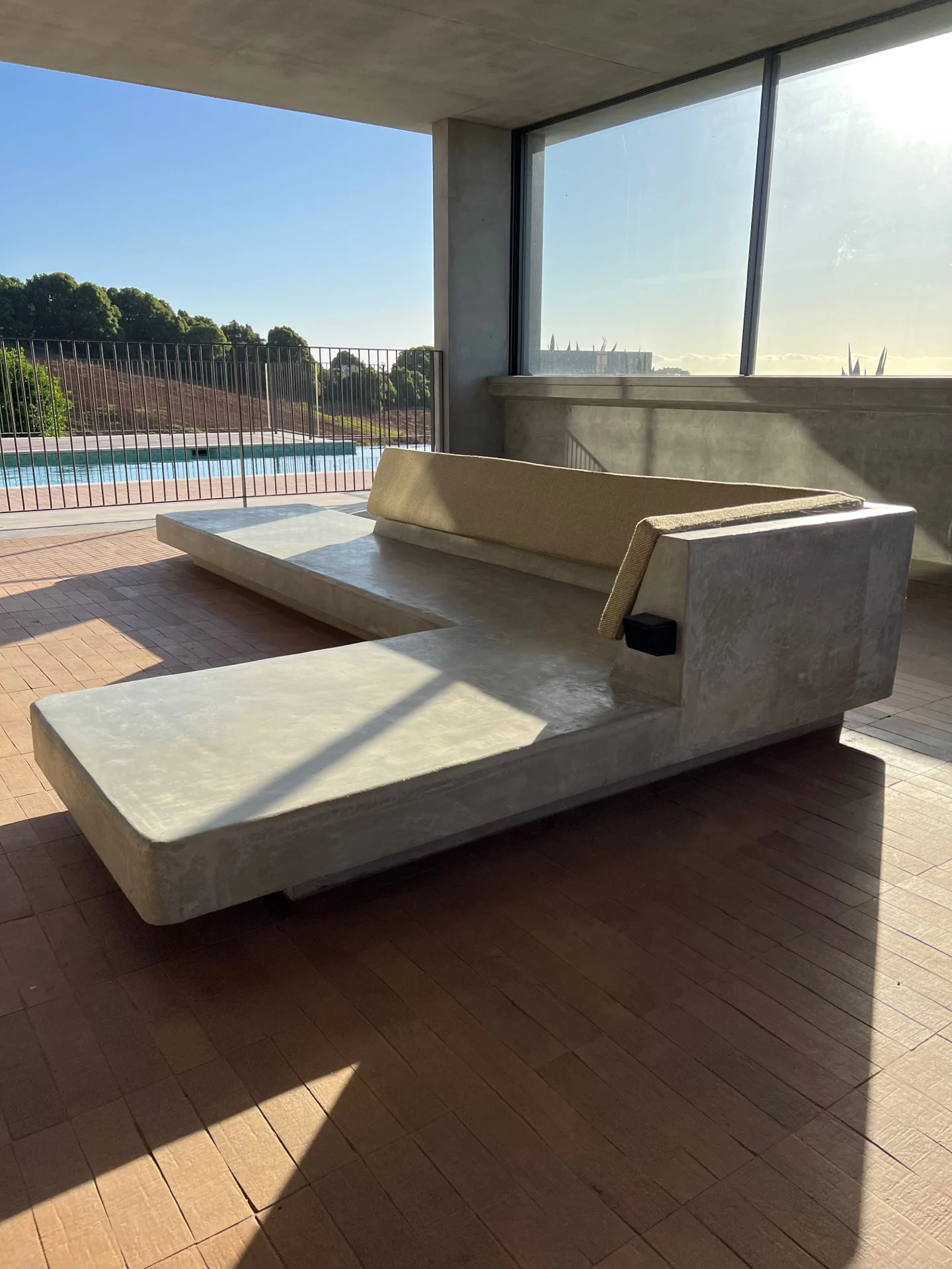 Completed built-in concrete garden seating